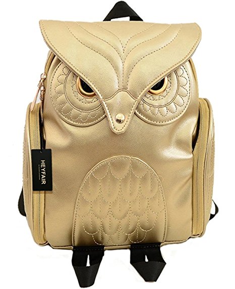 HEYFAIR Women Cute Owl Leather Backpack Casual College Bags Daypacks Boys Girls
