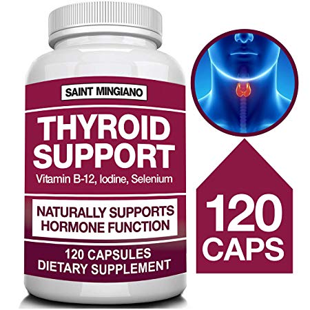 Thyroid Support, Iodine Supplement with Selenium -120 Capsules- Helps Optimal Weight & Cardiovascular Health, Boosts Energy & Metabolism - Feel Mentally Sharp & Physically Strong - 14 Natural Vitamins