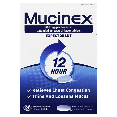 Mucinex 12-Hour Chest Congestion Expectorant Tablets, 20 Count