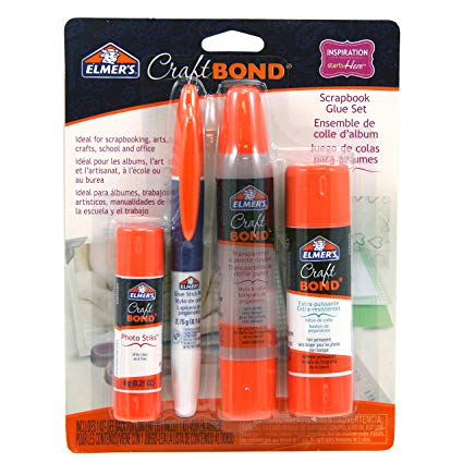 Elmer's Craftbond Scrapbook Glue Set, Clear Dual Tip Pen & Extra Strength Glue Stick (E61579)