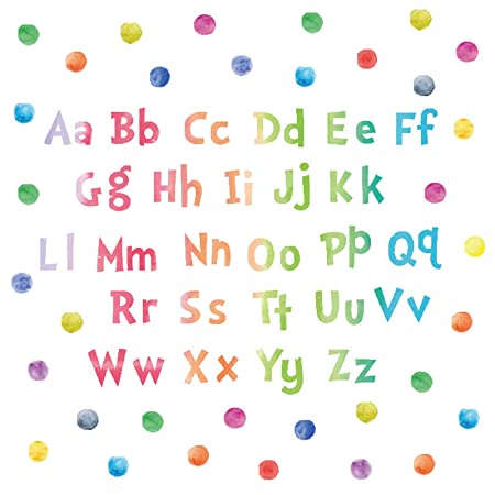 ABC Wall Decals, H2MTOOL Removable Watercolor Dot Educational Alphabet Wall Stickers for Kids Nursery Room Decor Peel and Stick (Watercolor)