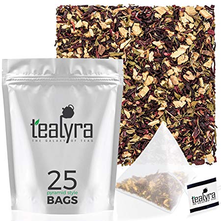 Tealyra - Flat Belly Detox - 25 Bags - Fennel - Peppermint - Hibiscus - Wellness Herbal Loose Leaf Tea - Cleanse Tea - Caffeine Free - Pyramids Style Sachets