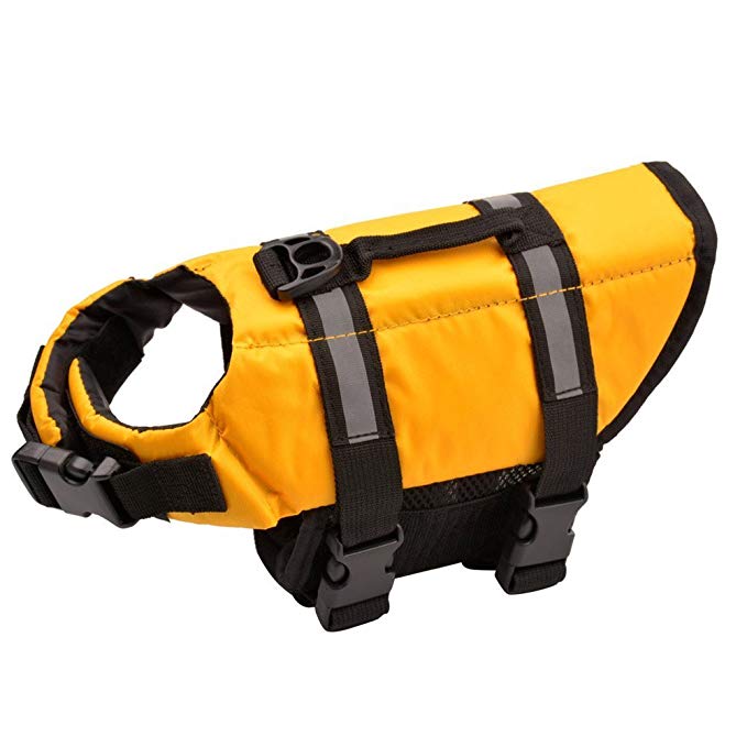 Oxford Dog LifeJacket Ripstop Quick Release Easy-Fit Life Preserver (XL, Yellow)