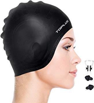 TOPLUS Swim Cap, Swimming Caps Waterproof Unisex for Women and Men, Silicone No-Slip