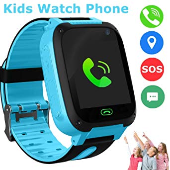 bhdlovely Kids Smart Watch Phone, LBS/GPS Tracker Smart Watch for 3-12 Year Old Boys Girls with SOS Camera Sim Card Slot Touch Screen Game Smartwatch Outdoor Activities Toys Birthday (Blue)