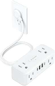 TROND 20W USB C Power Strip Surge Protector - 5ft Flat Plug Extension Cord with Multiple 6 Outlet, 4 USB, 900 Joules, 3 Sided Design, Mountable, Compact for Home Office Travel Dorm Room Essentials