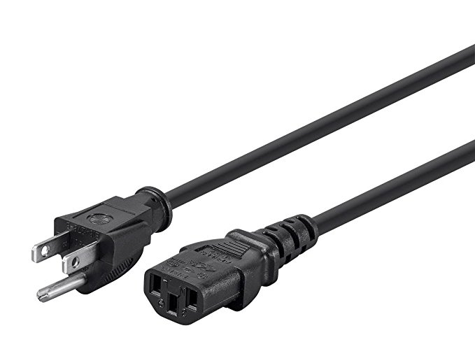 Monoprice 2ft 14AWG Power Cord Cable w/ 3 Conductor PC Power Connector Socket (C13/5-15P) - Black