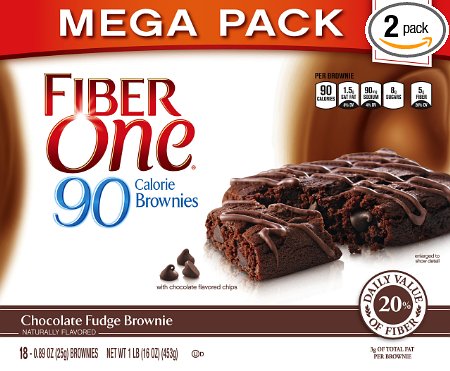 Fiber One 90 Calorie Soft-Baked Bars Chocolate Fudge Brownie, 36 Bars, (2x 18-Bar Mega Packs), 32 oz.