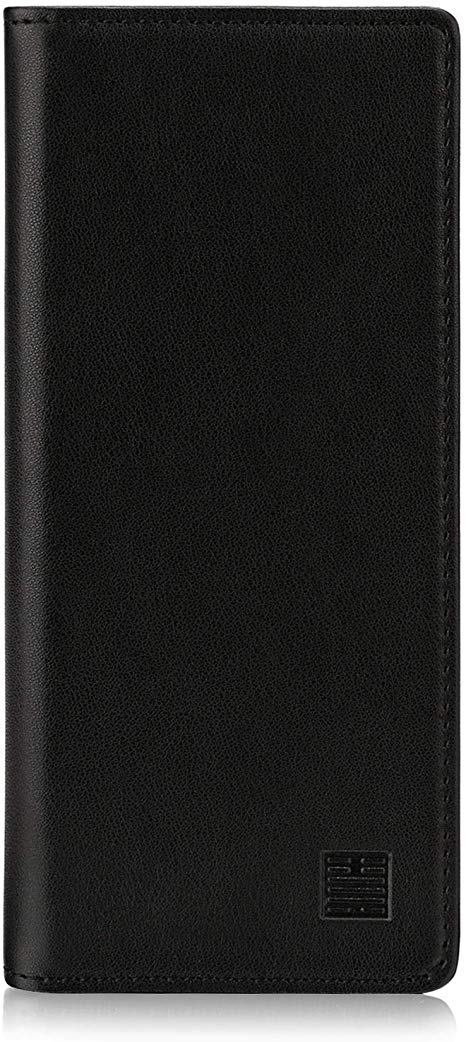 32nd Classic Series - Real Leather Book Wallet Case Cover for Sony Xperia 10 Plus (2019), Real Leather Design with Card Slot, Magnetic Closure and Built in Stand - Black