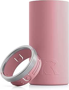 RTIC Skinny Can Cooler Slim, Insulated, Beer, Beverage, Soda Can Cooler with Lid, Stainless Steel Metal, Double Wall Insulation Coozie for Cans, Sweat Proof, Fits all 12oz Slim Cans, Dusty Rose