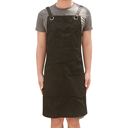 Hense Waxed Canvas Heavy Duty Tool Apron Pockets In Front,Waterproof Workshop Apron for Men Handymen& Women (HSW-068)