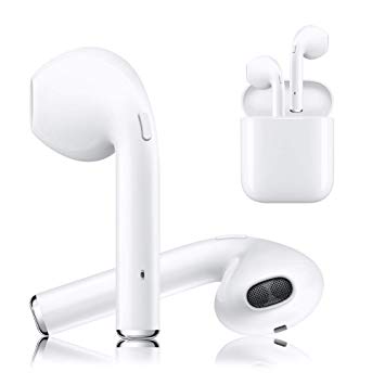 Bluetooth Earbuds,GEJIN Headphones Stereo in-Ear Earphones Hands Free Noise Cancelling for Apple AirPods iPhone X 8 8plus 7 7plus 6S Samsung Galaxy S7 S8 iOS Android Smart Phones. (White)