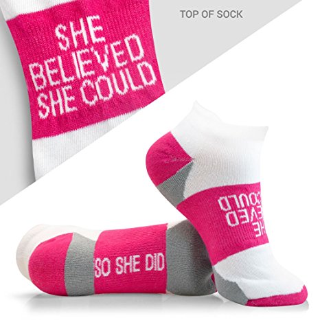 Inspirational Athletic Running Socks | Women's Woven Low Cut | Inspirational Slogans | Over 15 Styles