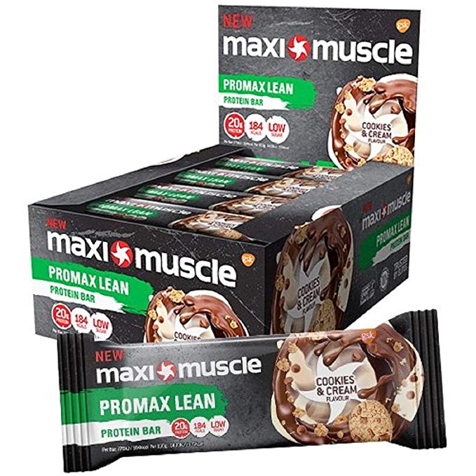 Maximuscle Promax Lean High Protein Bar, Cookies and Cream, 55 g, Pack of 12