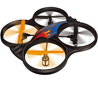 Haktoys HAK907 2.4GHz 4 Channel 17" RC Quadcopter, 6 Axis Gyroscope, Loop Function, LED Light, and Camera-Ready (Camera not Included) (Does NOT Require Drone Registration)