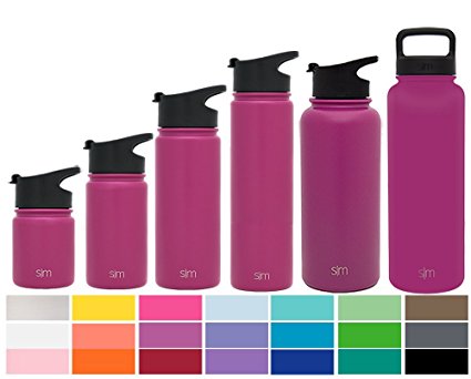 Simple Modern Summit Water Bottle   Extra Lid - Wide Mouth Vacuum Insulated 18/8 Stainless Steel Powder Coated - 8 Sizes, 22 Colors