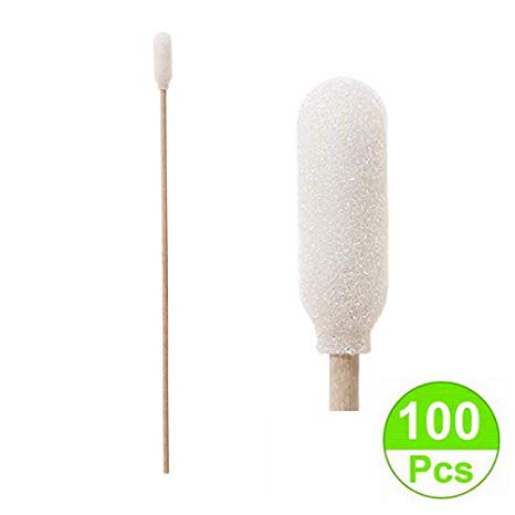 100pcs 6" Cleanroom Large Foam Over Cotton Bud Tipped Cleaning Swabs with Wooden Handle CK-FS916