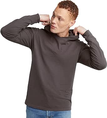 Hanes Men's Originals Hooded Long-Sleeve T-Shirt For Men, Men's T-Shirt Hoodie, Vintage Washed, Cotton Tee