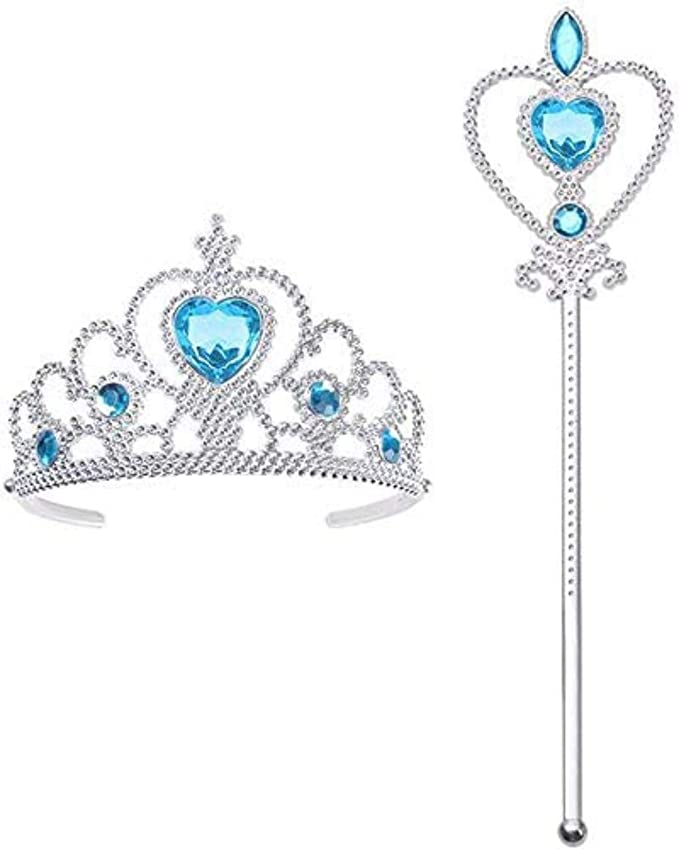 Vicloon Elsa Princess Tiara, Tiara Crown and Fairy Wand Elsa Dress Up Accessories Set for Party, Cosplay