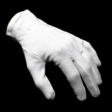 1 Pair (2 gloves) 100% White Cotton Marching Band Parade Formal dress gloves - Size Large