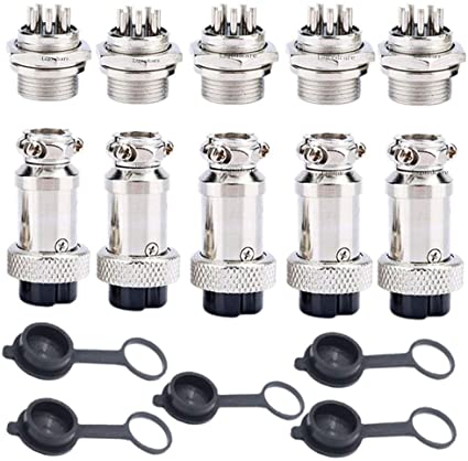 Aviation Connector Plugs, Lsgoodcare 16mm 8 Pin Din Female/Male Aviation Wire Connector Plug, AC 200V 5A GX16 Metal Chassis Connector Socket, Pack of 10