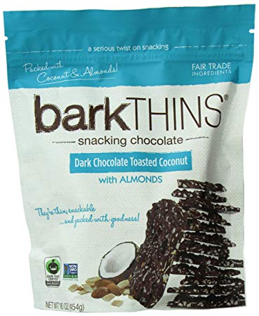 Bark Thins Snacking Dark Chocolate Toasted Coconut with Almonds, 16 Ounce