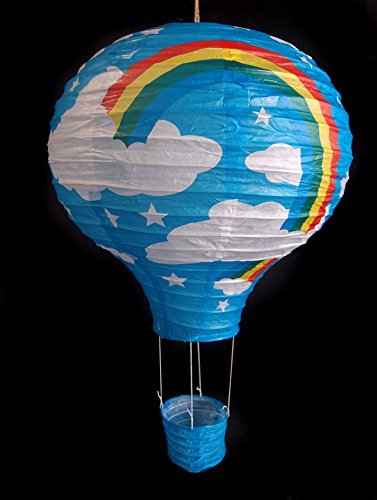 Quasimoon Turquoise Rainbow Hot Air Balloon Paper Lantern by PaperLanternStore