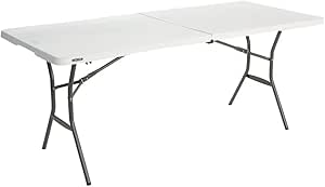 LIFETIME 6 ft/1.83 m Essential Fold-in-Half Table, White Granite