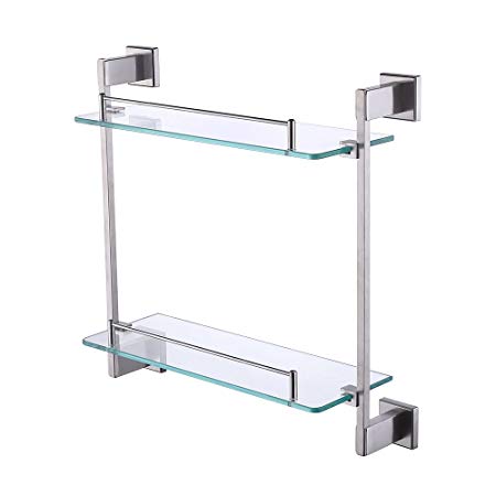 KES Bathroom Glass Shelf 2 Tier Shower Caddy Bath Basket Stainless Steel RUSTPROOF Wall Mount Brushed Finish, A2420B-2