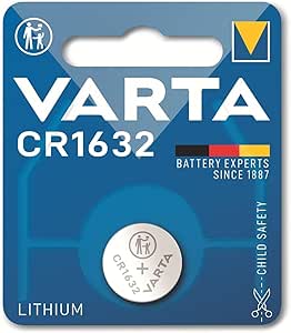 VARTA CR 1632, 6632101401, Batteria Litio a Bottone, Piatta, Specialistica, 3 Volts, Diametro 16mm, Altezza 3,2mm, confezione 1 pila