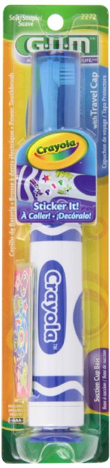 GUM Crayola Sticker It with Travel Cap Soft Power Toothbrush