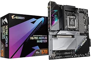 Gigabyte X670E AORUS MASTER Motherboard - Supports AMD Ryzen 8000 Series AM5 CPUs, 16* 2 2 Phases Digital VRM, up to 8000MHz DDR5 (OC), 2xPCIe 5.0   2xPCIe 4.0 M.2, Wi-Fi 6E, 2.5GbE LAN, USB 3.2 Gen2