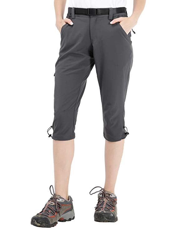 MIER Women's Hiking Capri Pants Lightweight Quick Dry Cargo Cropped Pants with 5 Pockets, Water Resistant