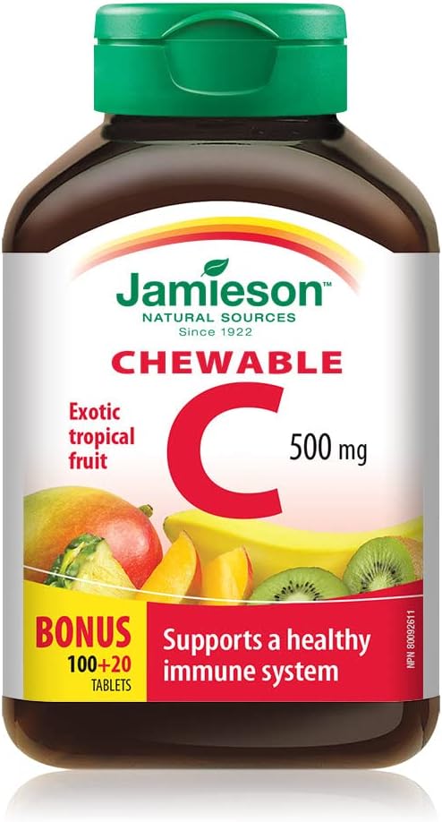 Chewable Vitamin C 500 mg - Tropical Fruit Flavour, 120 Count (Pack of 1)