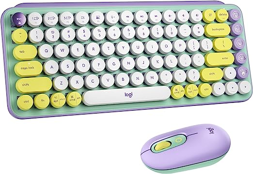 Logitech POP Wireless Mouse and POP Keys Mechanical Keyboard Combo - Customisable Emojis, SilentTouch, Precision/Speed Scroll, Bluetooth, Multi-Device, OS Compatible - Daydream Mint