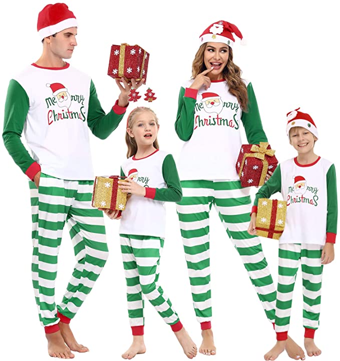 Aibrou Matching Family Christmas Pajamas Sets Dad Mom Baby Kid Holiday PJ Merry Christmas Printing Sleepwear