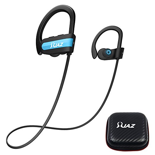 Waterproof Bluetooth Wireless Headphone Earbud – JAZ 2017 Wireless Bluetooth Headset Headphone Earbud Stereo Bass Noise Cancelling IPX7 Waterproof for Gym Running Shower 2-Year Warranty (U10 Blue)