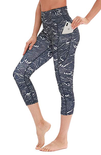 icyzone Yoga Pants for Women - High Waisted Workout Leggings with Pockets, Power Flex Athletic Capris Gym Exercise Tights