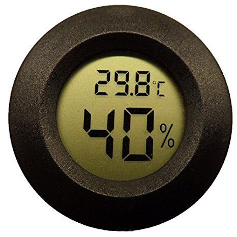 TopYart Digital Cigar Humidor Hygrometer Thermometer Temperature Round Black