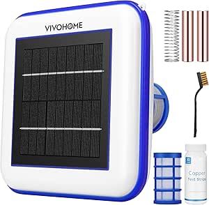 VIVOHOME Solar Pool Ionizer Chlorine-Free Sun Shock & Water Purifier Automatic Pool Cleaner Up to 35,000 Gal - Square