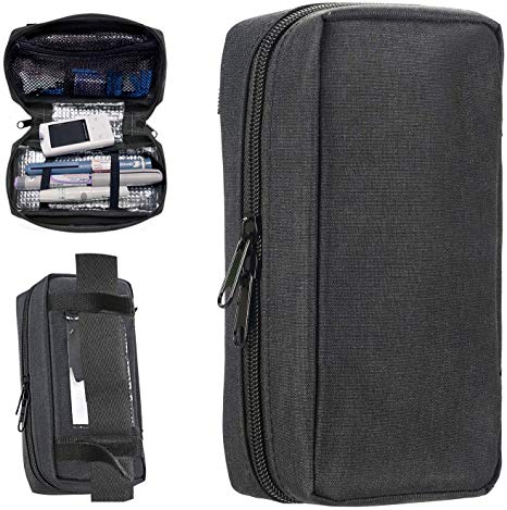Portable Insulin Travel Case - Medication Diabetic Supplies Organizer Medical Bag by YOUSHARES (Black)