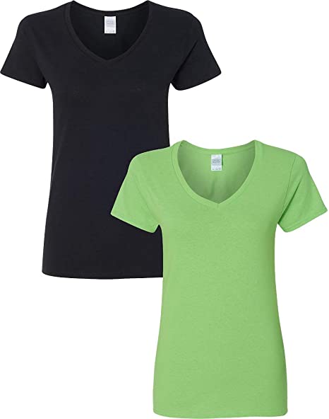 Gildan Women's Heavy Cotton V-Neck T-Shirt, 2-Pack