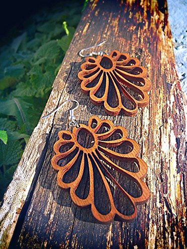Wood Abstract Flower Earrings
