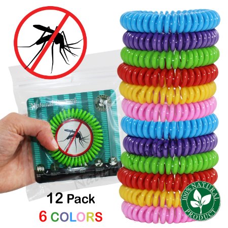 Mosquito Repellent Bracelet for Kids - 12 pack, DEET Free, 100% Natural Insect Repeller, No Spray Pest Control Safe For Babies, Kids, Adults. Perfect for Outdoor and Indoor. Waterproof, Multicolors