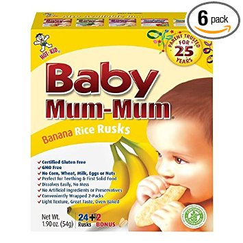 Baby Mum-Mum Rice Rusks, 24   2 Pieces, Banana (Pack of 6)