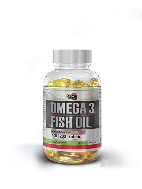 Pure Nutrition USA Omega 3 Fish Oil All Natural Essential Fatty Acids Low Cholesterol Healthy Joints Heart Cardiovascular Support Dietary Supplement 400/200 Ee 50 Soft Gels
