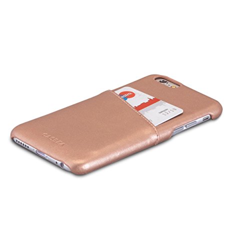CASEZA iPhone 6 / 6s PU Leather Case "Hamburg" Rose Gold - Premium Vegan Leather Wallet Back Cover for the Original iPhone 6/6s (4.7 inch) - Ultra Thin with Card Holder
