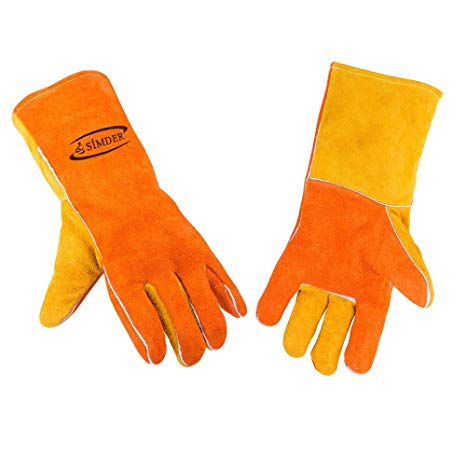 Welding Gloves Heat Resistant Gloves with Kevlar Stitching Leather Work Gloves for Welding Garden BBQ Grill Oven Cooking fireplace gloves fireproof snake bite gloves 14 inches Long