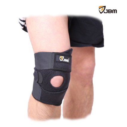 JBM Nylon Knee Brace Support Comfortable Adjustable Breathable Knee Stabilizer Protective Gear for Football Basketball Volleyball Running Cycling Boating One Size Fits All Black