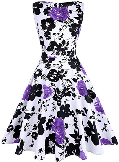 IHOT Vintage Tea Dress 1950's Floral Spring Garden Retro Swing Prom Party Cocktail Dress For Women